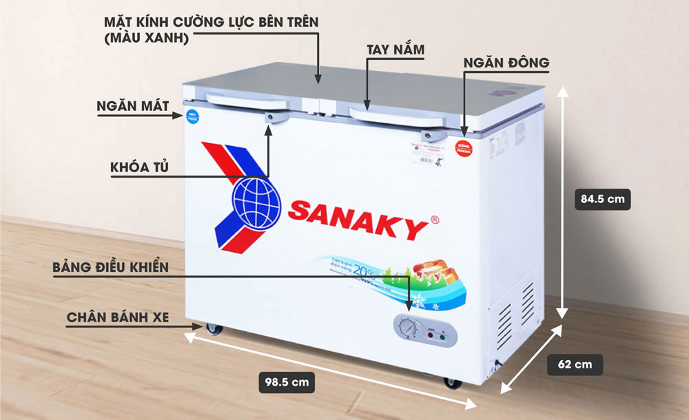 Thông số kỹ thuật tủ đông sanaky vh-2599w2k